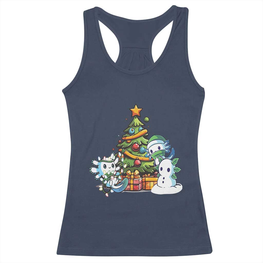 Cute Axolotl Christmas Tree Racerback Tank Top TS09 Navy Print Your Wear