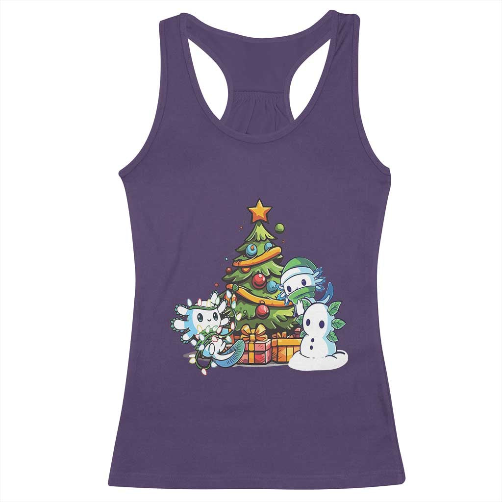 Cute Axolotl Christmas Tree Racerback Tank Top TS09 Purple Print Your Wear