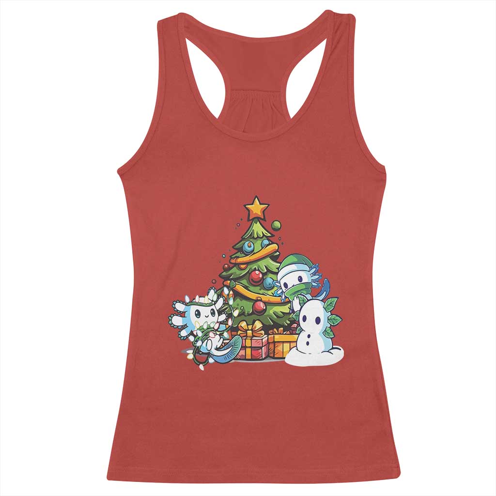 Cute Axolotl Christmas Tree Racerback Tank Top TS09 Red Print Your Wear
