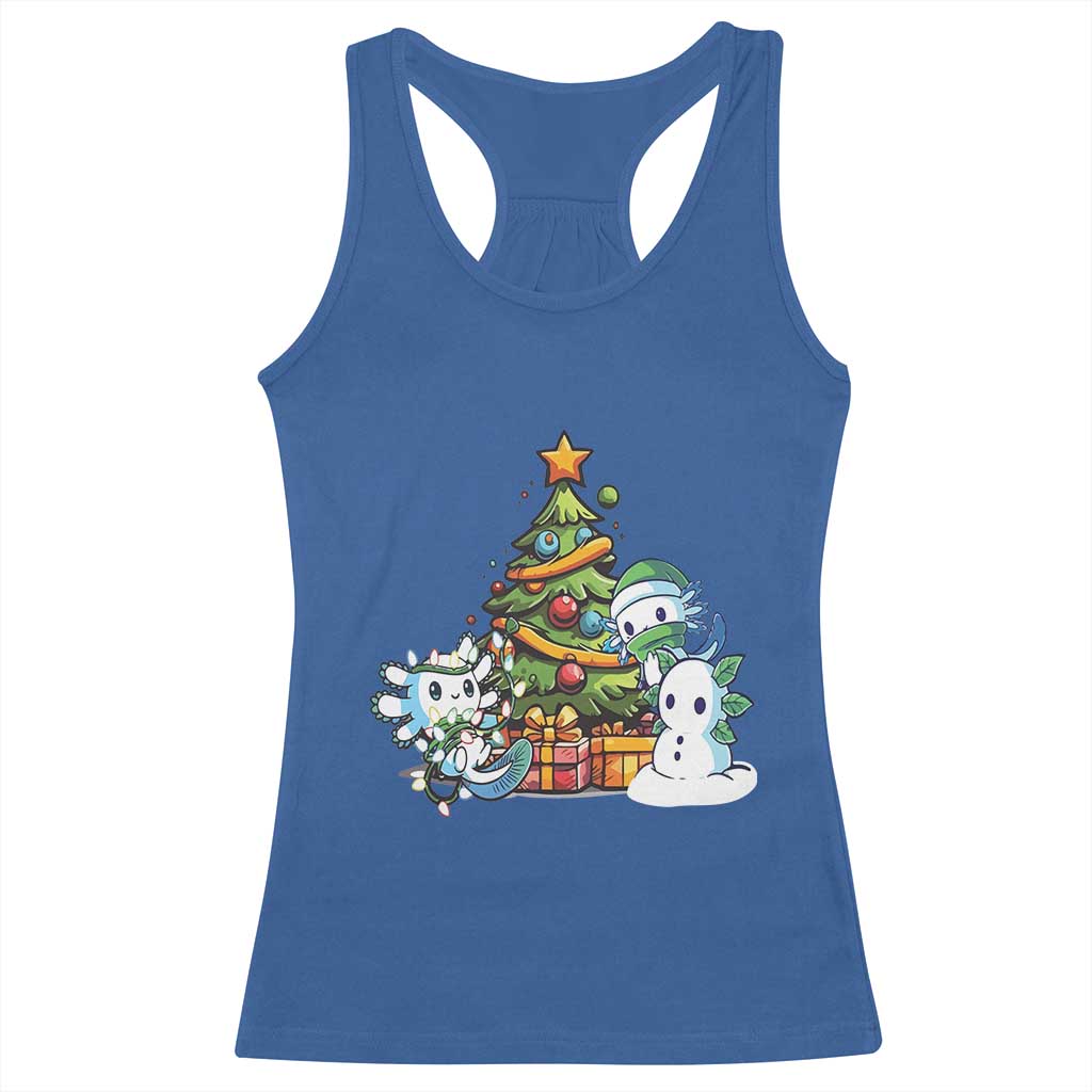 Cute Axolotl Christmas Tree Racerback Tank Top TS09 Royal Blue Print Your Wear