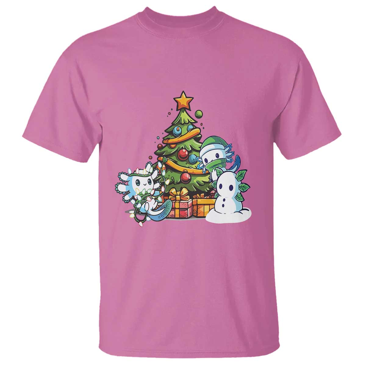 Cute Axolotl Christmas Tree T Shirt TS09 Azalea Print Your Wear