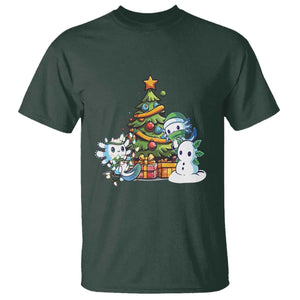Cute Axolotl Christmas Tree T Shirt TS09 Dark Forest Green Print Your Wear