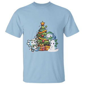 Cute Axolotl Christmas Tree T Shirt TS09 Light Blue Print Your Wear