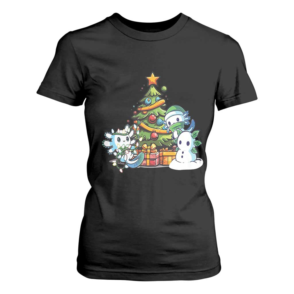 Cute Axolotl Christmas Tree T Shirt For Women TS09 Black Print Your Wear