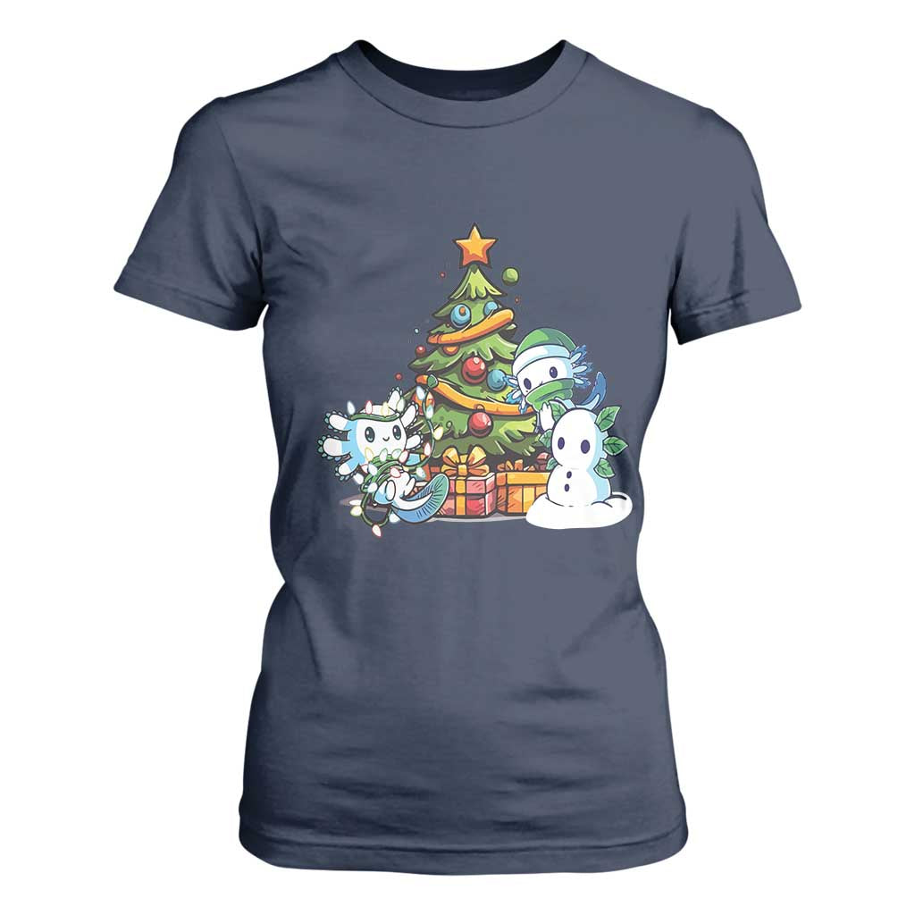 Cute Axolotl Christmas Tree T Shirt For Women TS09 Navy Print Your Wear