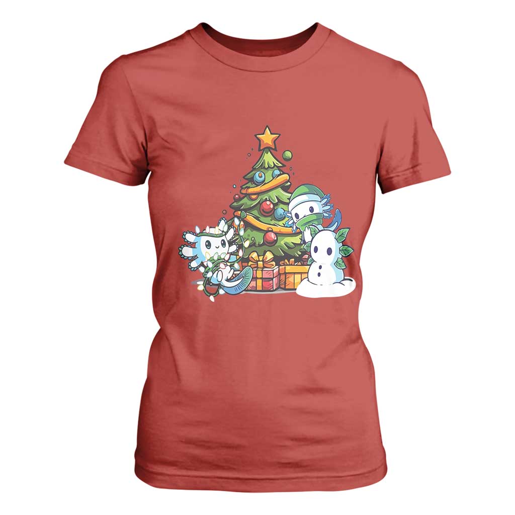 Cute Axolotl Christmas Tree T Shirt For Women TS09 Red Print Your Wear