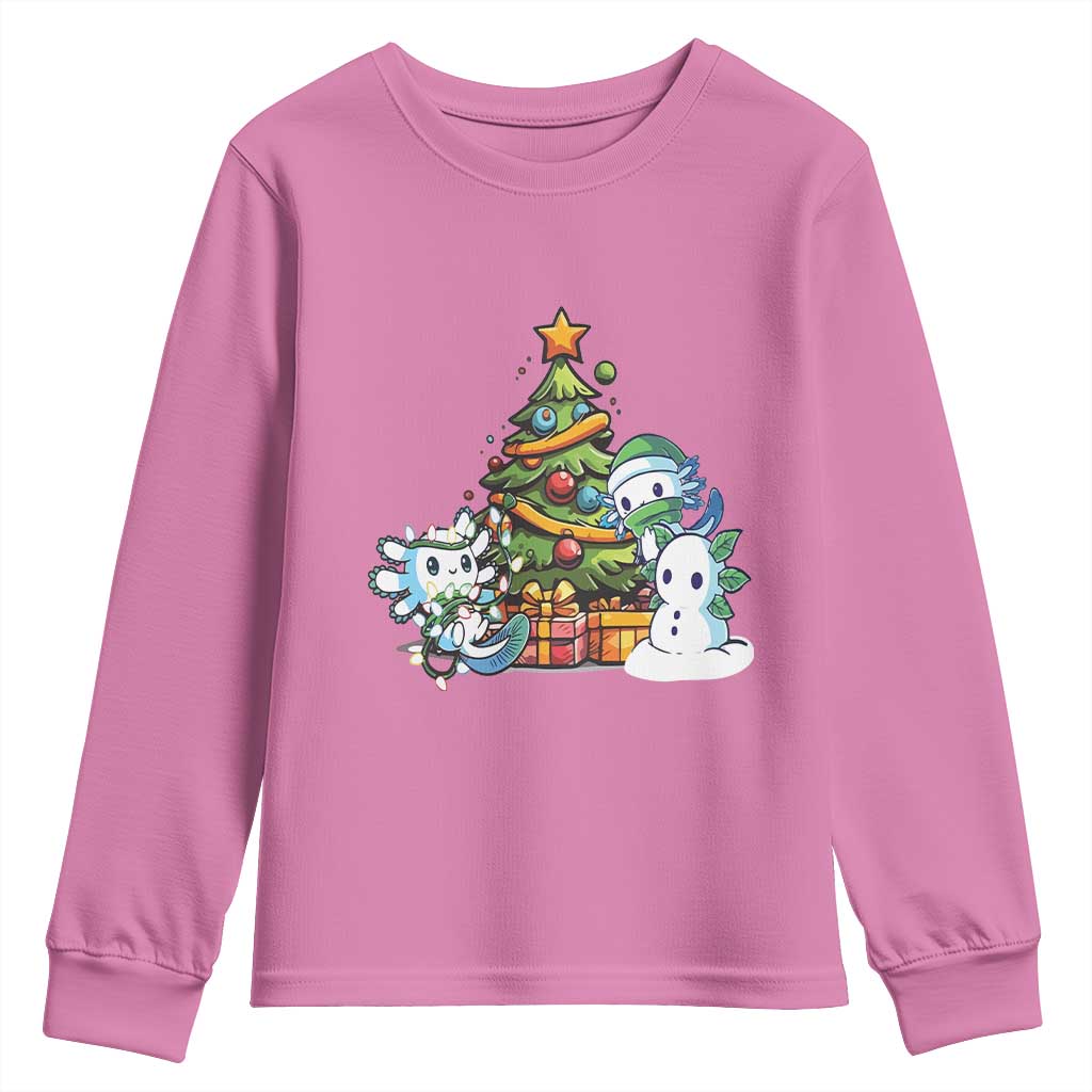Cute Axolotl Christmas Tree Youth Sweatshirt TS09 Azalea Print Your Wear