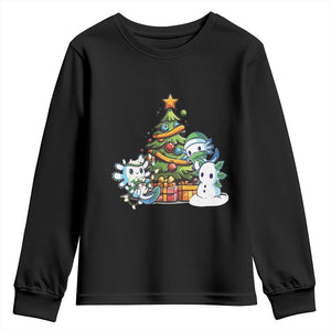 Cute Axolotl Christmas Tree Youth Sweatshirt TS09 Black Print Your Wear