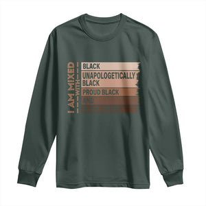 Melanin Pride Long Sleeve Shirt Yes I'm Mixed With Black TS09 Dark Forest Green Print Your Wear