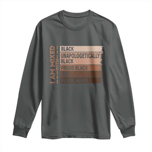 Melanin Pride Long Sleeve Shirt Yes I'm Mixed With Black TS09 Dark Heather Print Your Wear