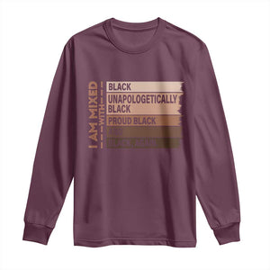 Melanin Pride Long Sleeve Shirt Yes I'm Mixed With Black TS09 Maroon Print Your Wear