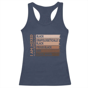 Melanin Pride Racerback Tank Top Yes I'm Mixed With Black TS09 Navy Print Your Wear
