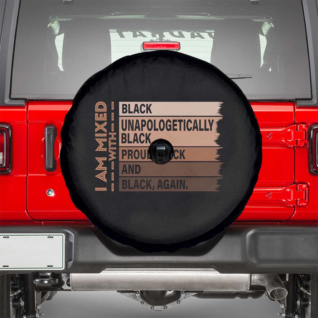 Melanin Pride Spare Tire Cover Yes I'm Mixed With Black TS09 Black Print Your Wear