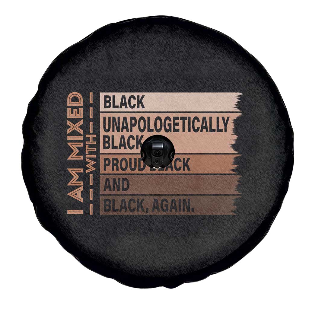 Melanin Pride Spare Tire Cover Yes I'm Mixed With Black TS09 Print Your Wear