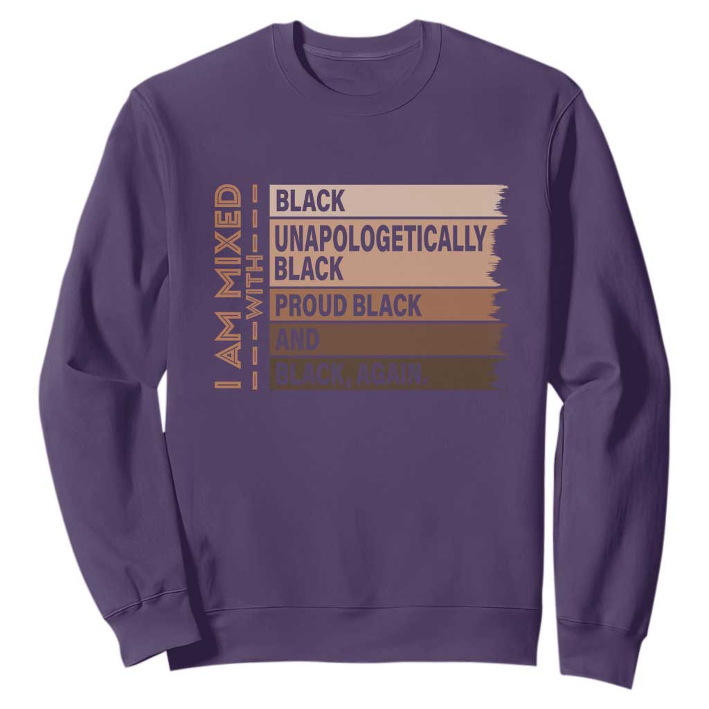 Melanin Pride Sweatshirt Yes I'm Mixed With Black TS09 Purple Print Your Wear