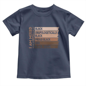Melanin Pride Toddler T Shirt Yes I'm Mixed With Black TS09 Navy Print Your Wear