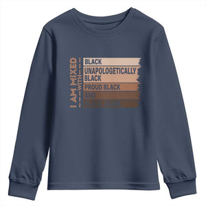 Melanin Pride Youth Sweatshirt Yes I'm Mixed With Black TS09 Navy Print Your Wear