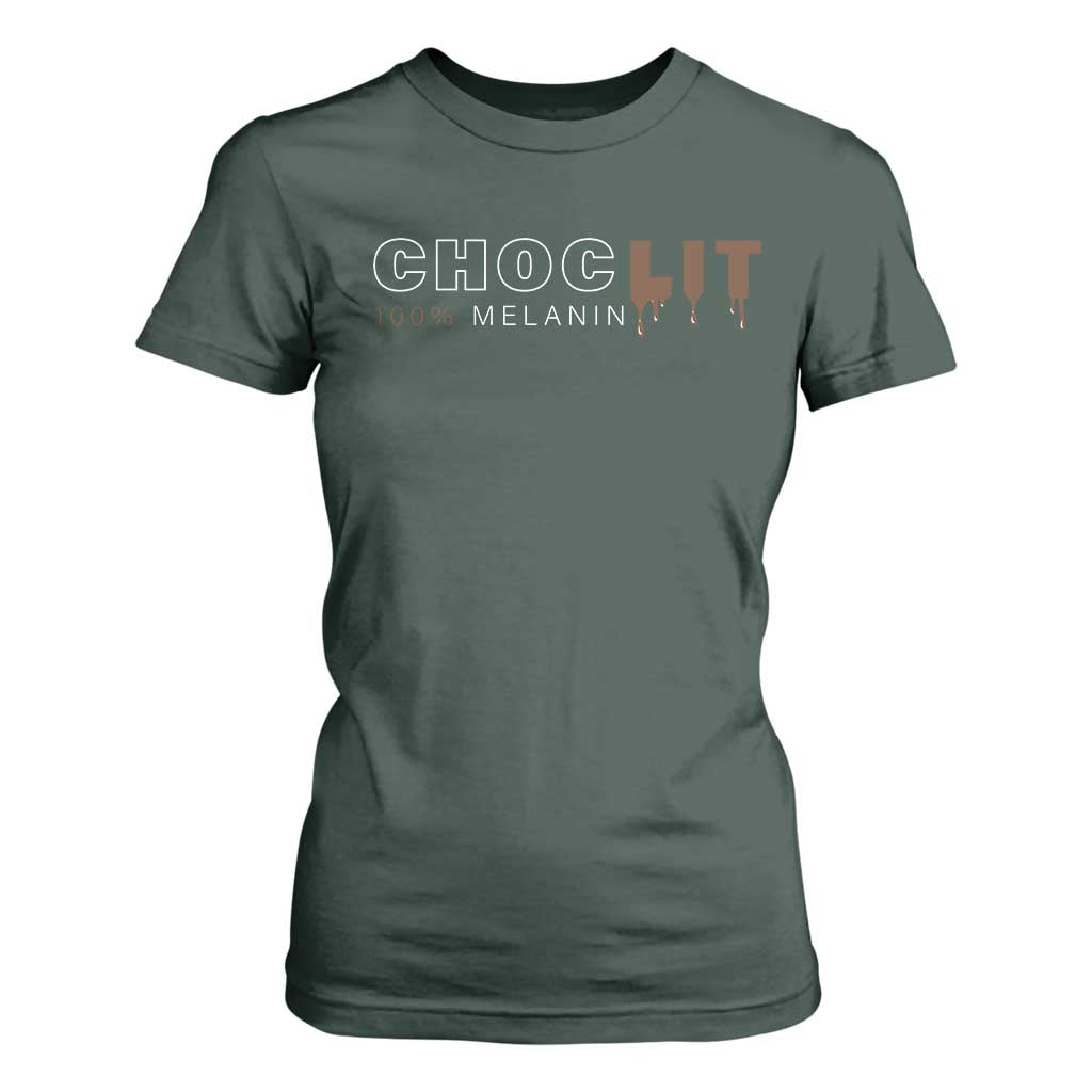 Black Pride T Shirt For Women Choclit 100% Melanin African American TS09 Dark Forest Green Print Your Wear