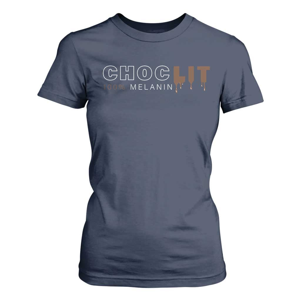 Black Pride T Shirt For Women Choclit 100% Melanin African American TS09 Navy Print Your Wear