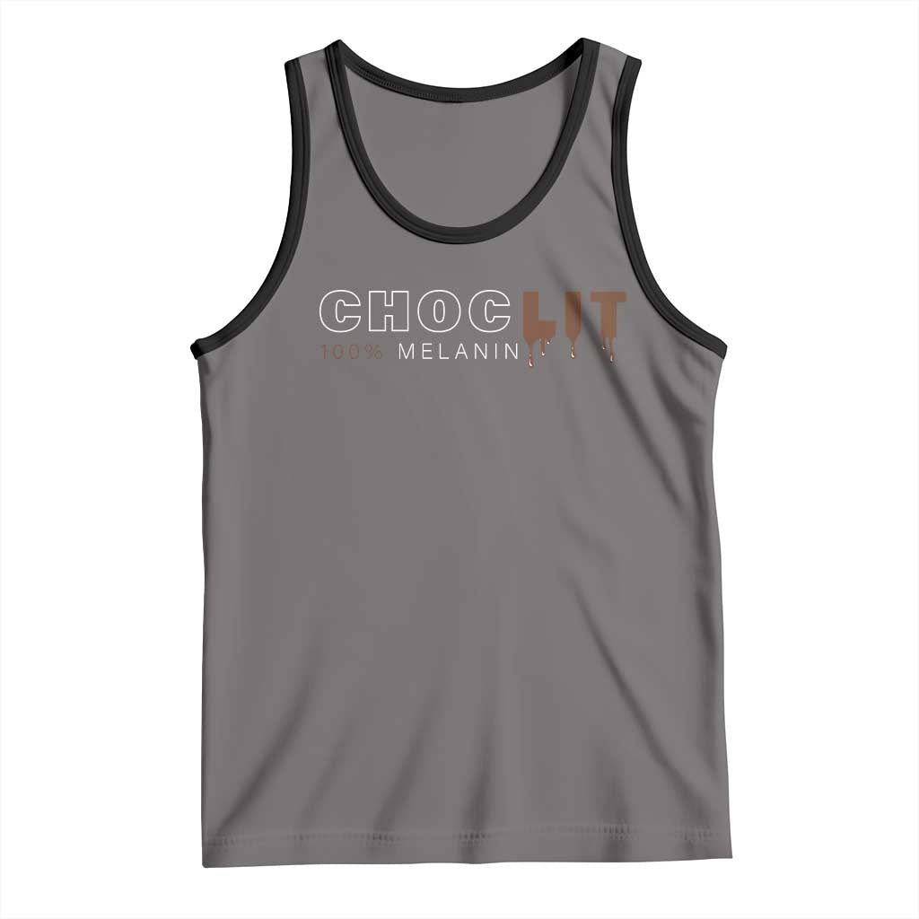Black Pride Tank Top Choclit 100% Melanin African American TS09 Deep Heather Black Print Your Wear