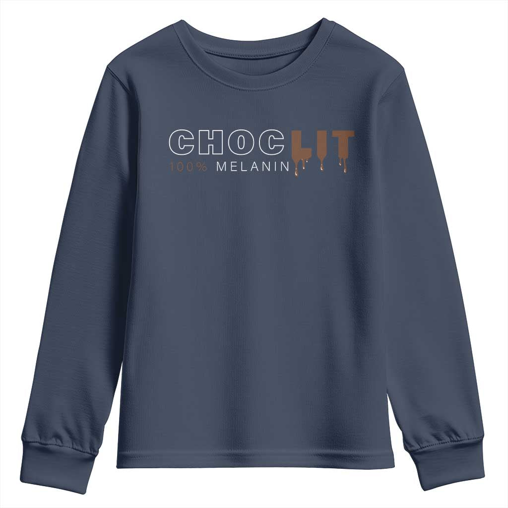 Black Pride Youth Sweatshirt Choclit 100% Melanin African American TS09 Navy Print Your Wear