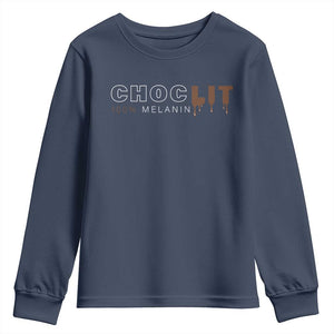 Black Pride Youth Sweatshirt Choclit 100% Melanin African American TS09 Navy Print Your Wear