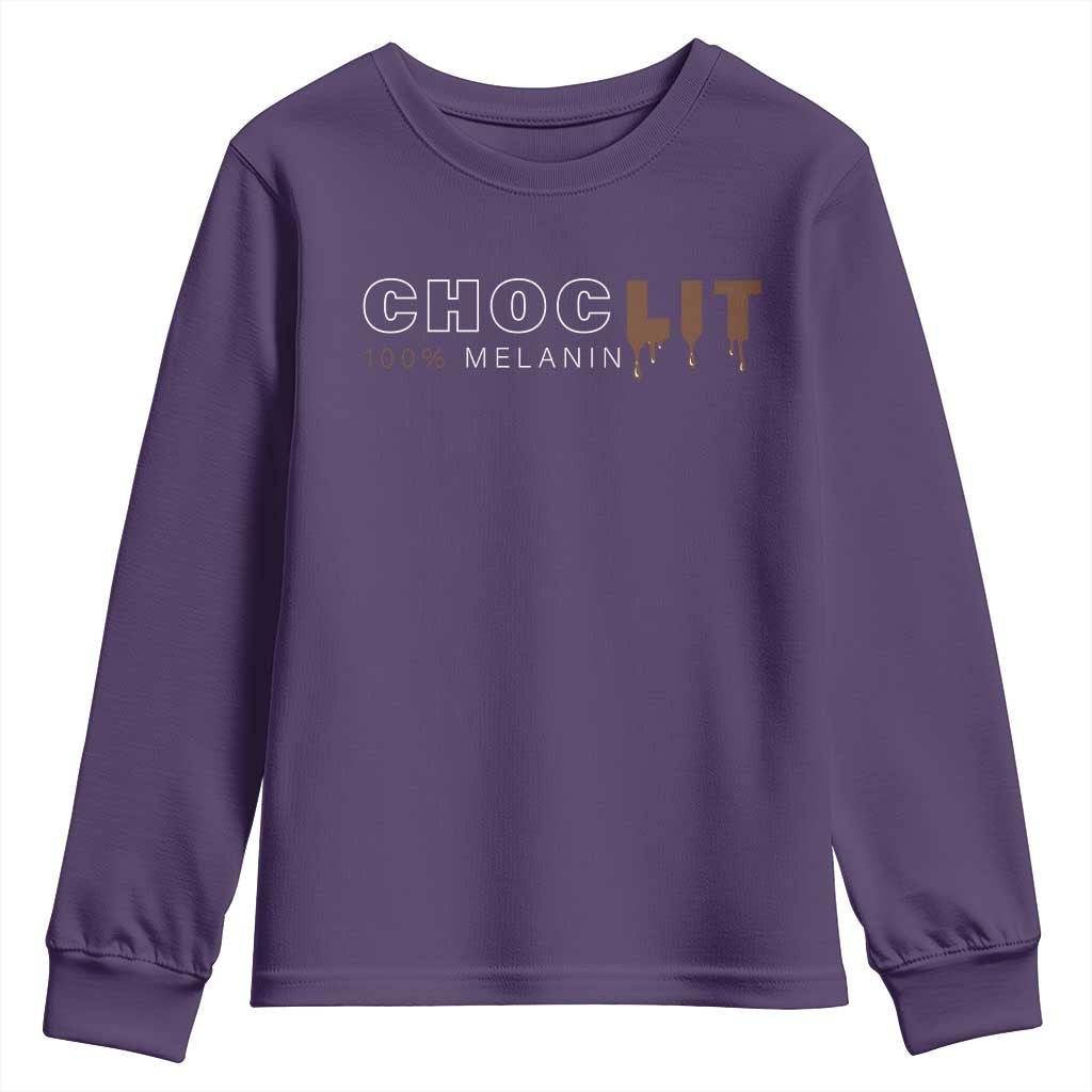 Black Pride Youth Sweatshirt Choclit 100% Melanin African American TS09 Purple Print Your Wear