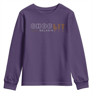 Black Pride Youth Sweatshirt Choclit 100% Melanin African American TS09 Purple Print Your Wear