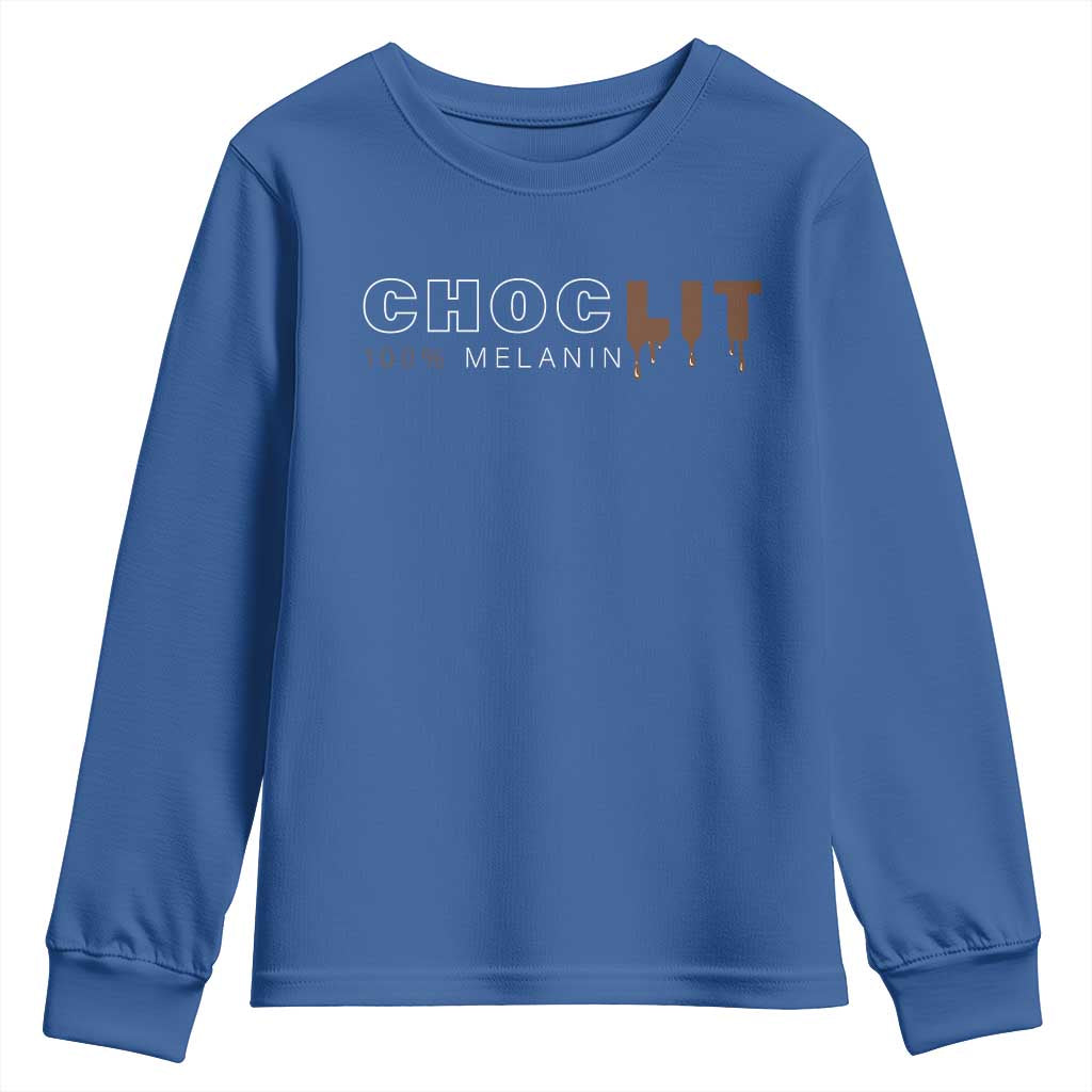 Black Pride Youth Sweatshirt Choclit 100% Melanin African American TS09 Royal Blue Print Your Wear