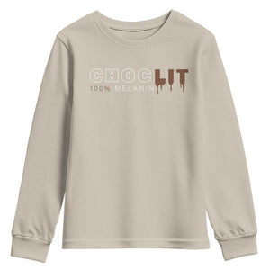Black Pride Youth Sweatshirt Choclit 100% Melanin African American TS09 Sand Print Your Wear