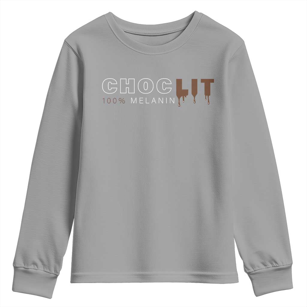 Black Pride Youth Sweatshirt Choclit 100% Melanin African American TS09 Sport Gray Print Your Wear
