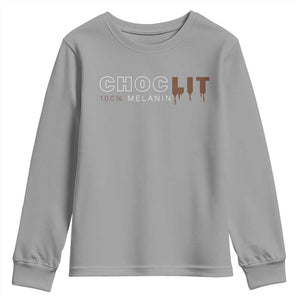Black Pride Youth Sweatshirt Choclit 100% Melanin African American TS09 Sport Gray Print Your Wear