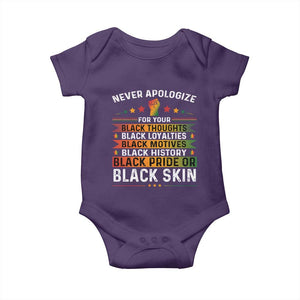 Black Pride Baby Onesie Never Apologize For Your Blackness Black History Month TS09 Purple Print Your Wear