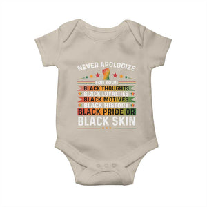Black Pride Baby Onesie Never Apologize For Your Blackness Black History Month TS09 Sand Print Your Wear