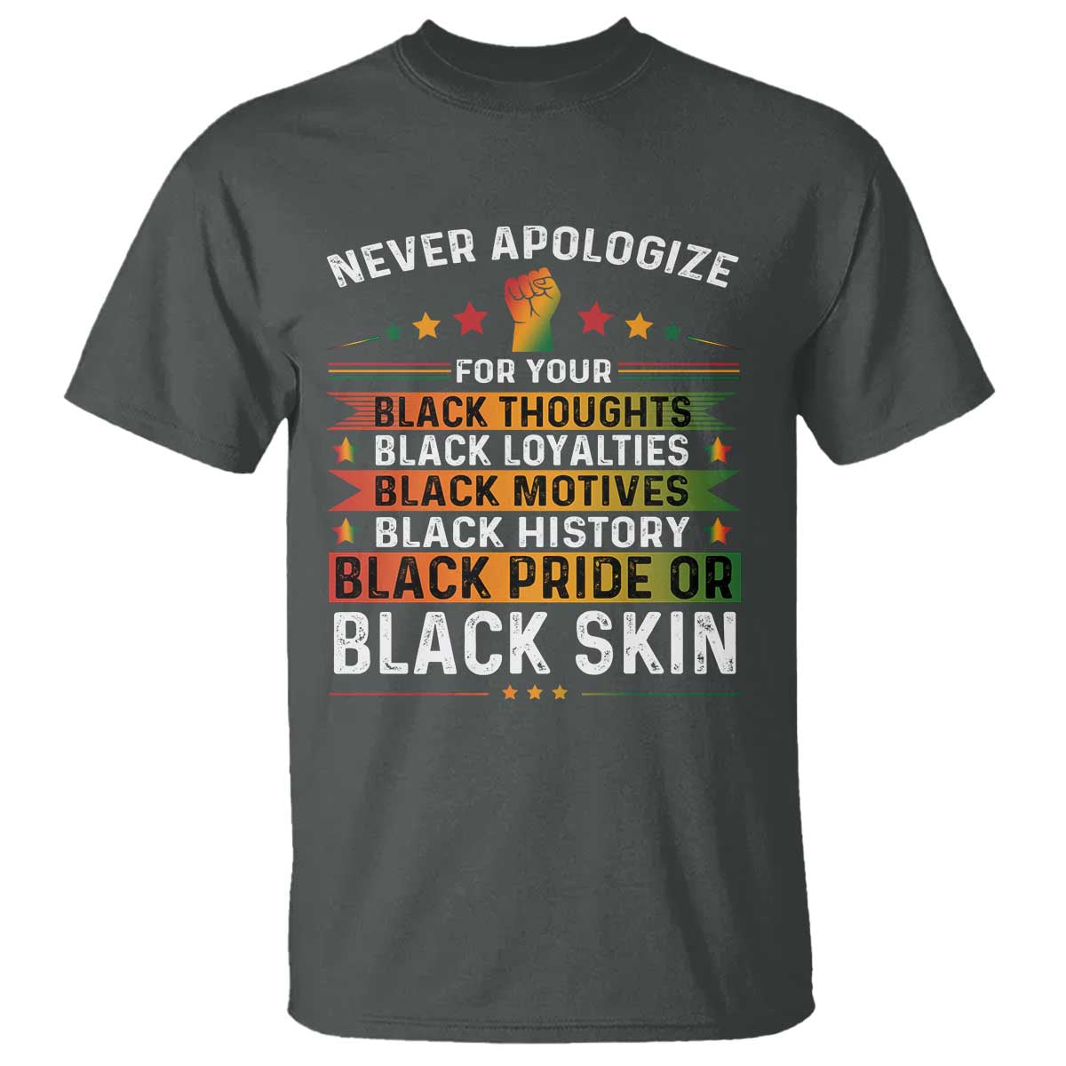 Black Pride T Shirt Never Apologize For Your Blackness Black History Month TS09 Dark Heather Print Your Wear