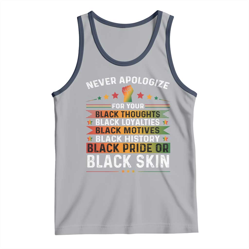 Black Pride Tank Top Never Apologize For Your Blackness Black History Month TS09 Athletic Heather Navy Print Your Wear