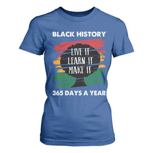 Black History Inspirational T Shirt For Women Live It Learn It Make It TS09 Royal Blue Print Your Wear