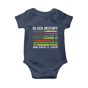 Black History Month Baby Onesie Live It Learn It Make It African American TS09 Navy Print Your Wear