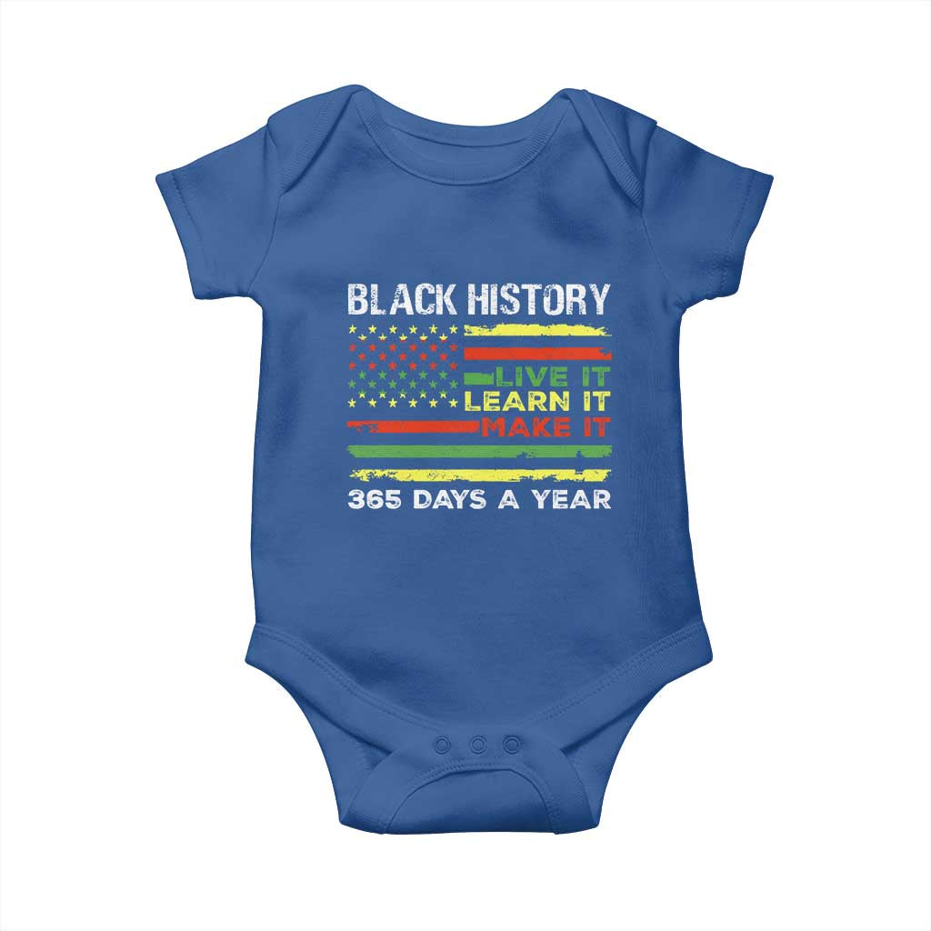 Black History Month Baby Onesie Live It Learn It Make It African American TS09 Royal Blue Print Your Wear