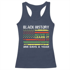 Black History Month Racerback Tank Top Live It Learn It Make It African American TS09 Navy Print Your Wear
