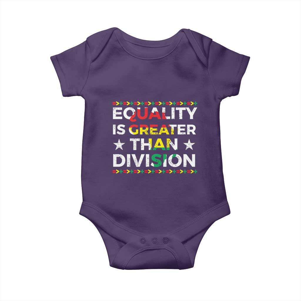 Black History Month Baby Onesie Equality Is Greater Than Division TS09 Purple Print Your Wear