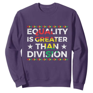 Black History Month Sweatshirt Equality Is Greater Than Division TS09 Purple Print Your Wear