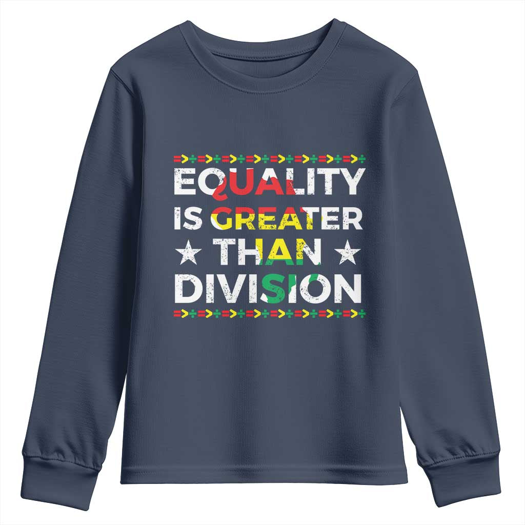 Black History Month Youth Sweatshirt Equality Is Greater Than Division TS09 Navy Print Your Wear