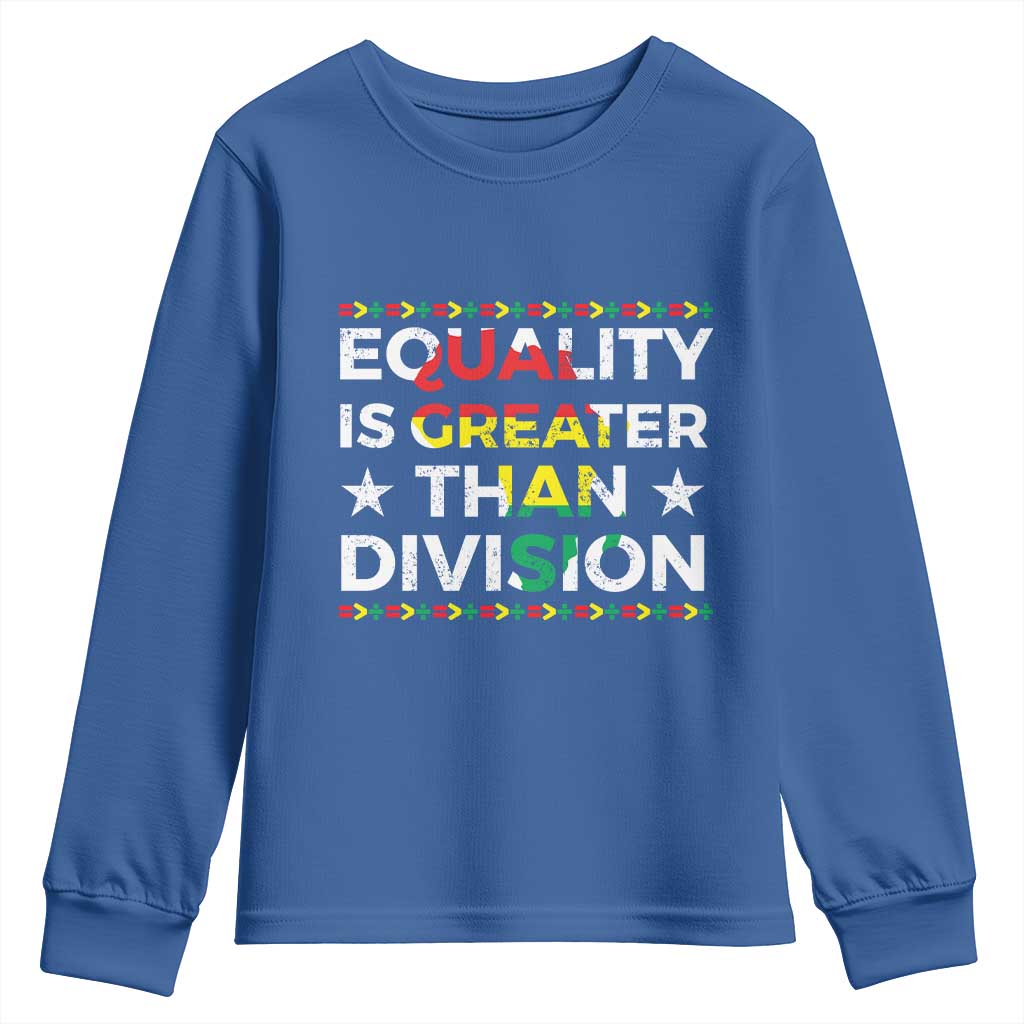 Black History Month Youth Sweatshirt Equality Is Greater Than Division TS09 Royal Blue Print Your Wear