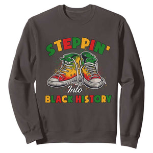 Stepping Into Black History Month Sweatshirt TS09 Dark Chocolate Print Your Wear