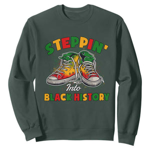 Stepping Into Black History Month Sweatshirt TS09 Dark Forest Green Print Your Wear