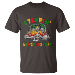 Stepping Into Black History Month T Shirt TS09 Dark Chocolate Print Your Wear