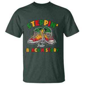 Stepping Into Black History Month T Shirt TS09 Dark Forest Green Print Your Wear