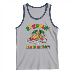 Stepping Into Black History Month Tank Top TS09 Athletic Heather Navy Print Your Wear