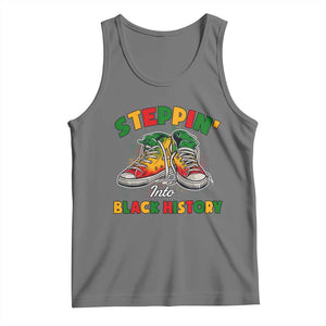 Stepping Into Black History Month Tank Top TS09 Black Heather Print Your Wear